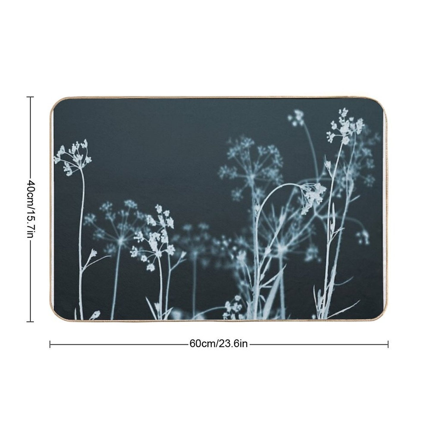 Still of The Night. Elegant Dark Floral Pet-Safe Bath Mat