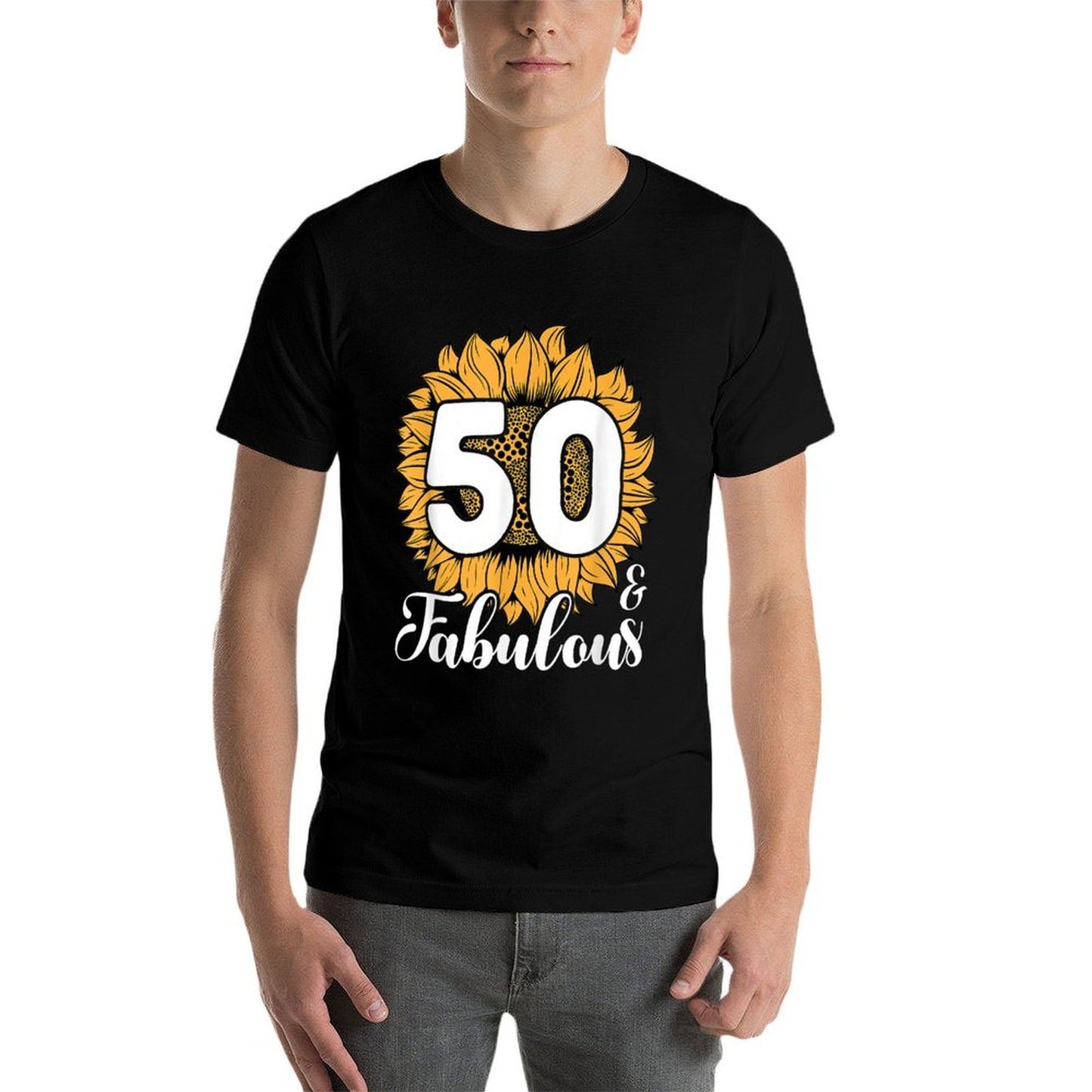50 & Fabulous 50 Years Old 50th Sunflower Birthday Summer-ready Fabric T-Shirt