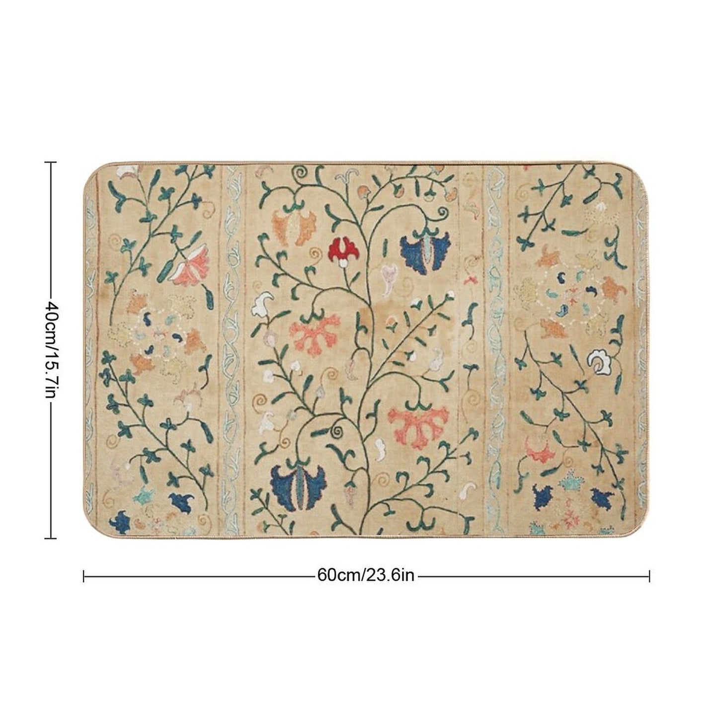 Uzbekistan Suzani Nim Embroidery Print Easy To Clean Bath Mat