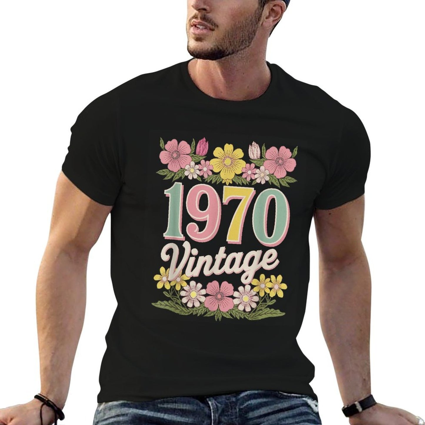 Vintage 1970 Retro Born Flowers Birthday Daughter Women Odor-resistant T-Shirt