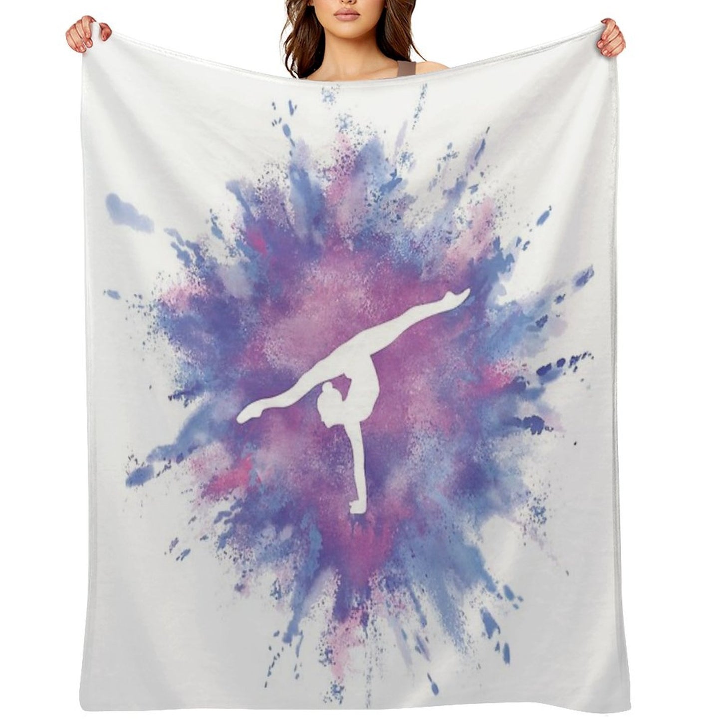 Gymnast Rainbow Explosion Pink Blue Plush Throw Blanket