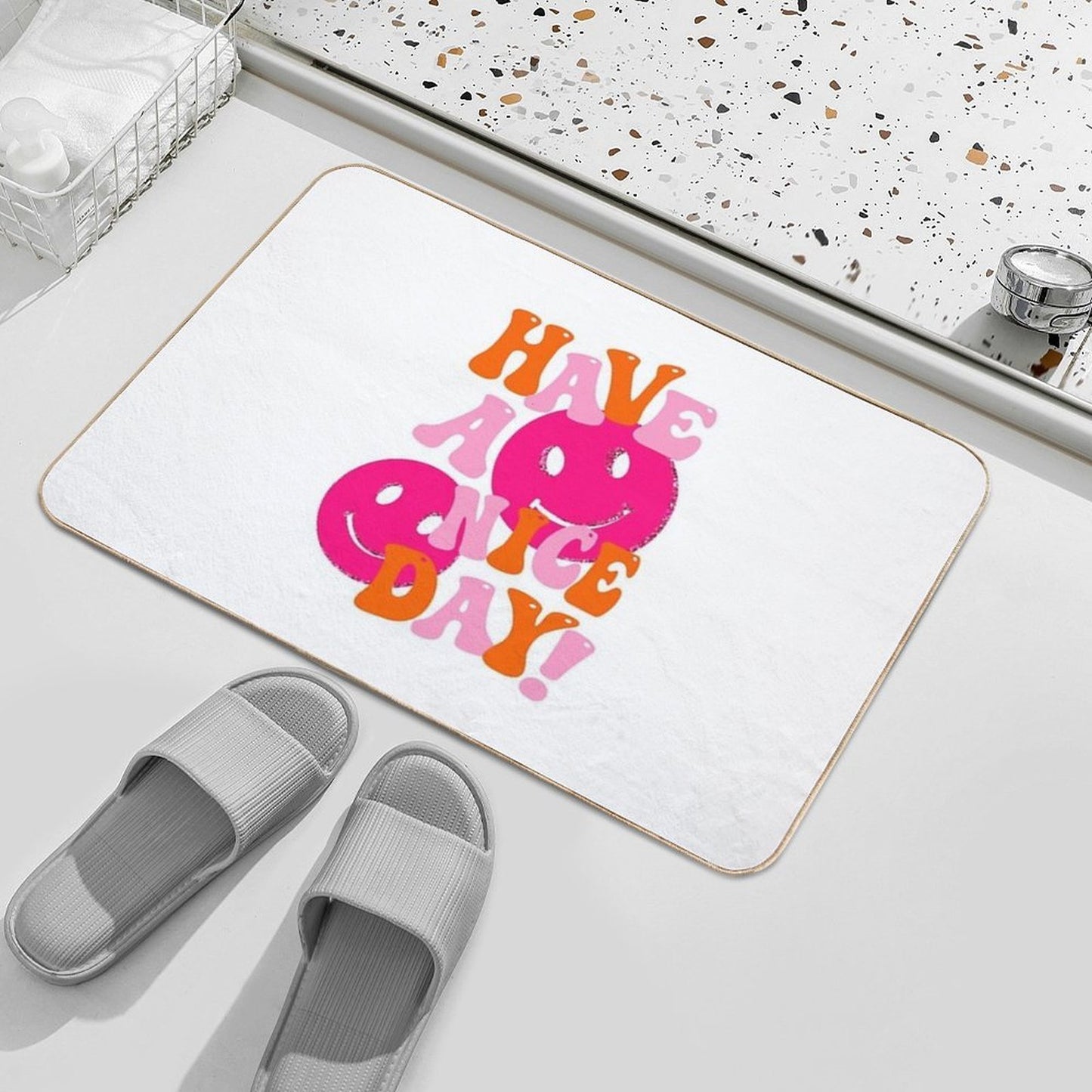 HAVE A NICE DAY! - Pink And Orange Multi-Purpose Bath Mat