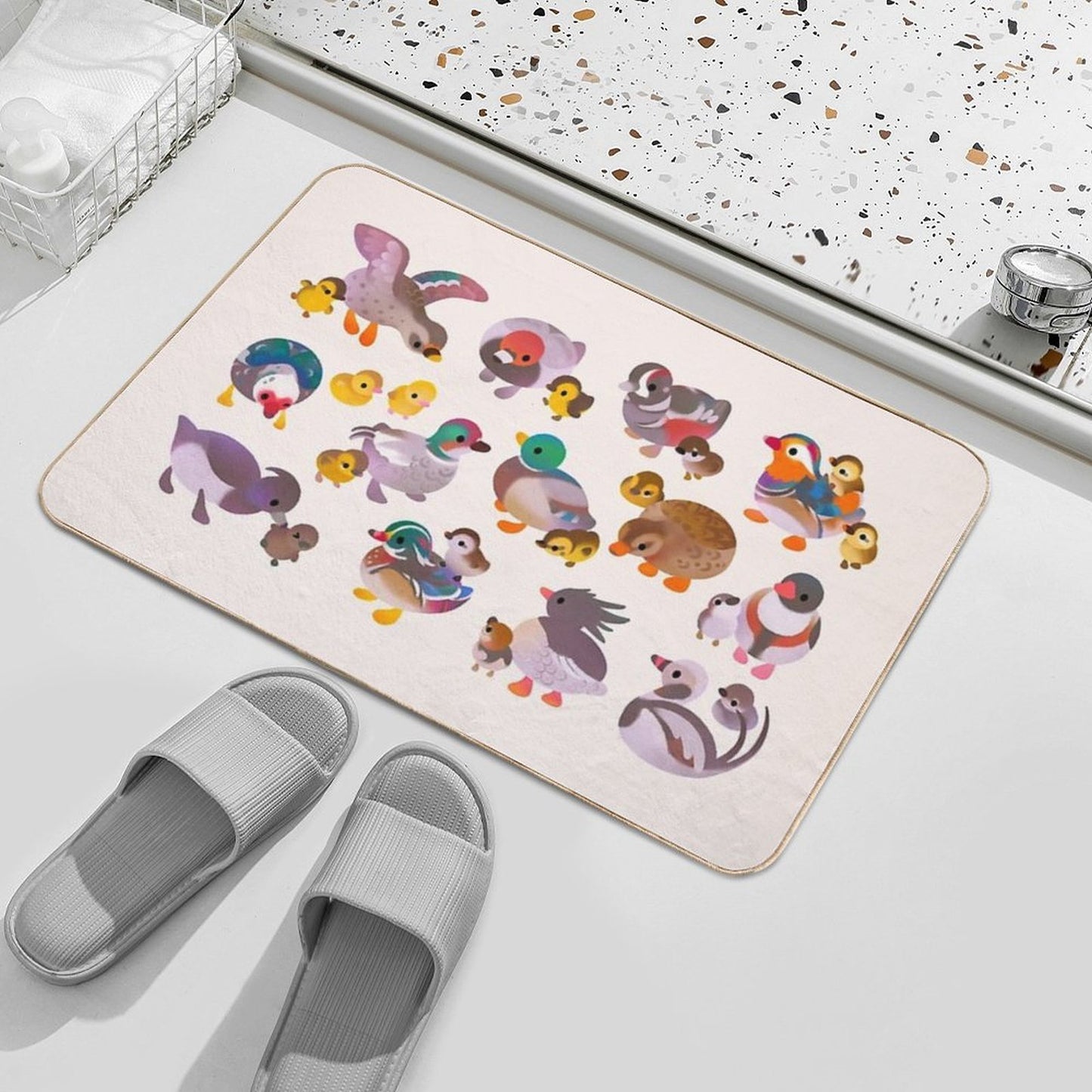Duck And Duckling Easy To Clean Bath Mat