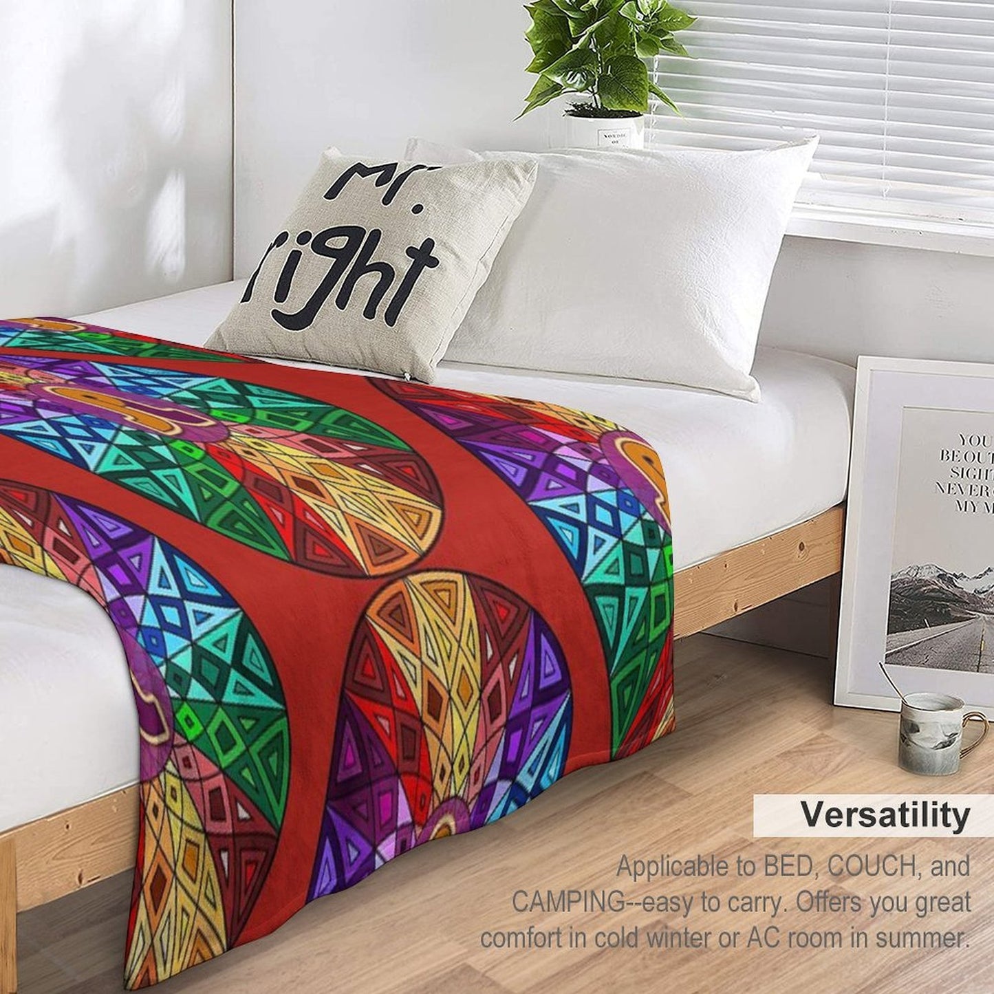 Pretty Lights - Rainbow Geometric Mandala - Psychedelic Funkadelic Trippy Festival Hallucinogen Quick-dry Throw Blanket