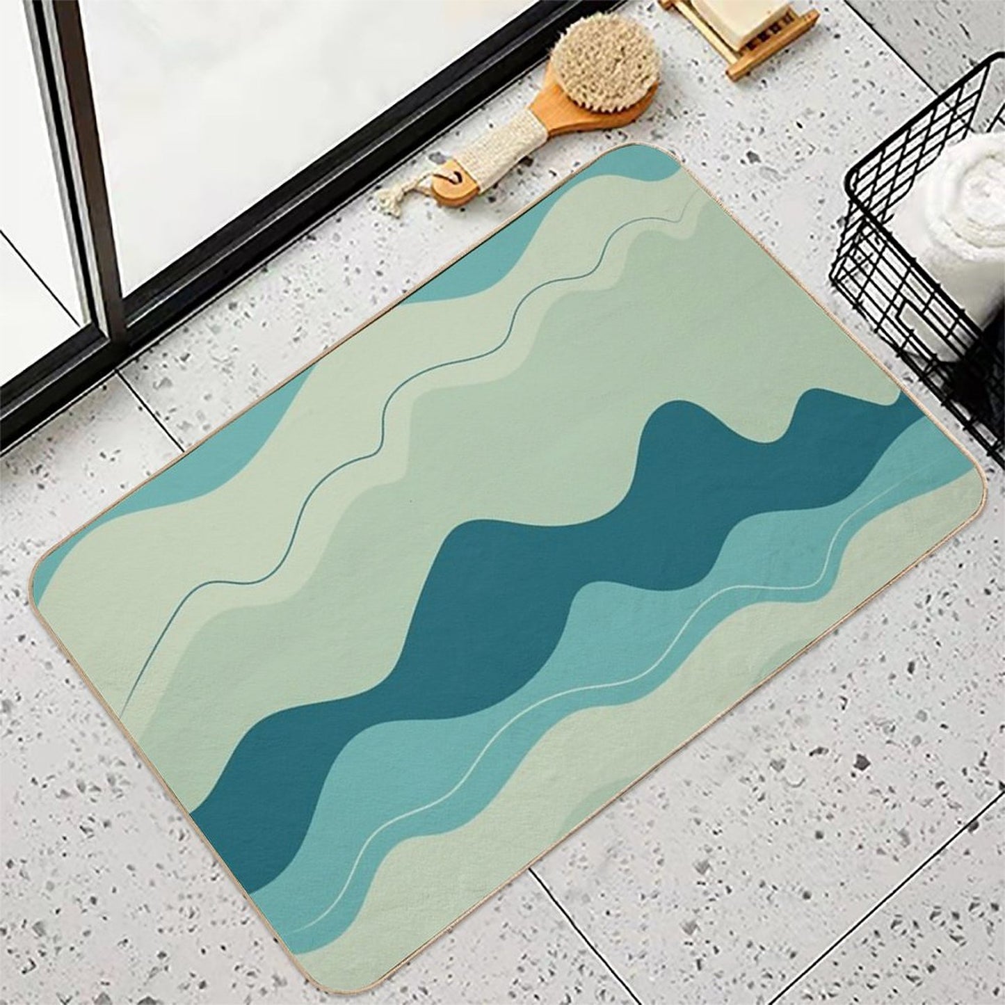 Pattern Design Decor Ideas Inspiration Waves Minimalist Aesthetic Stain-Proof Bath Mat