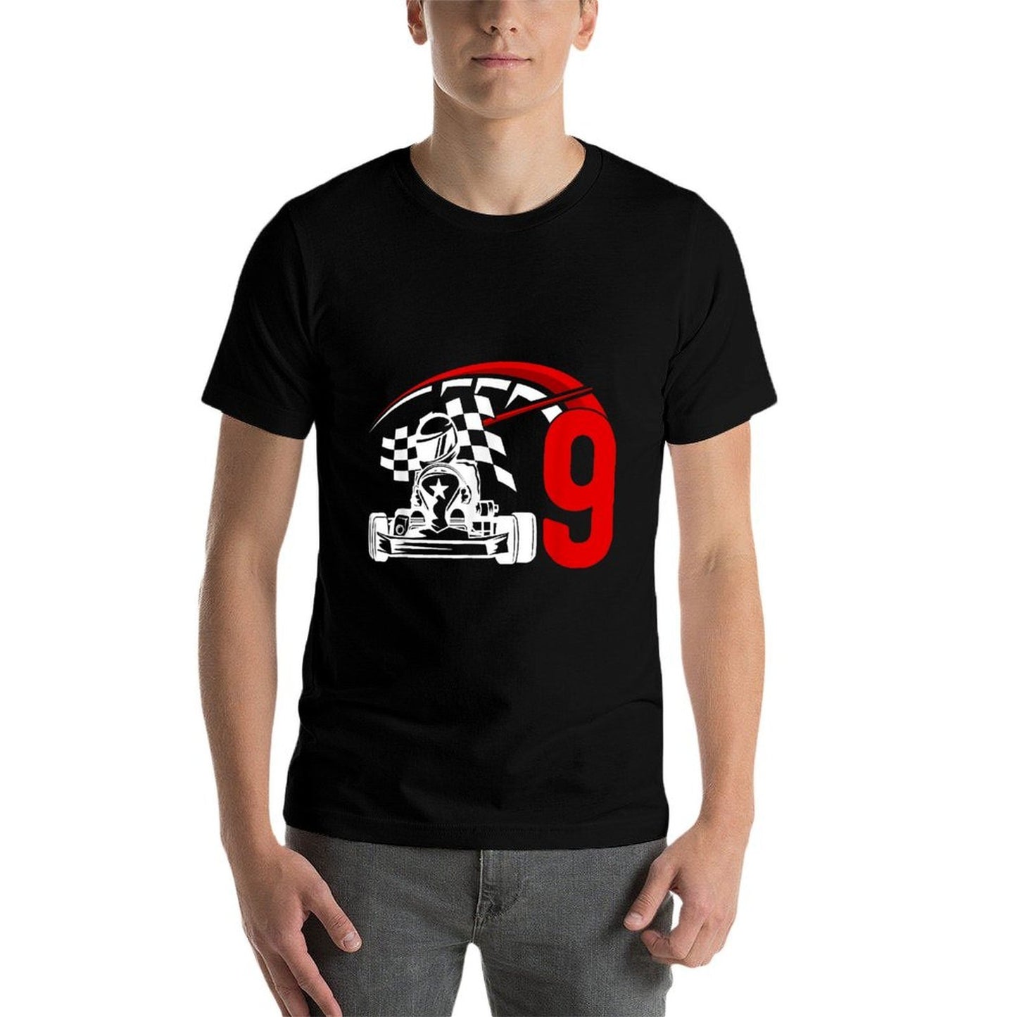 9th Birthday Go Kart Boy Nine Year Old Go Kart Racer Versatile T-Shirt
