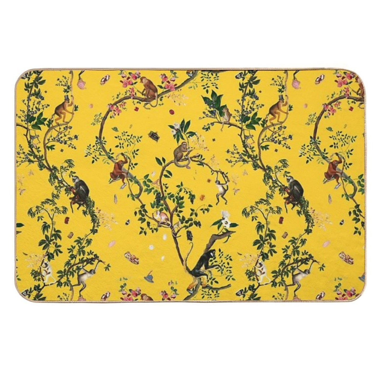 Monkey World Yellow Eco-Friendly Bath Mat