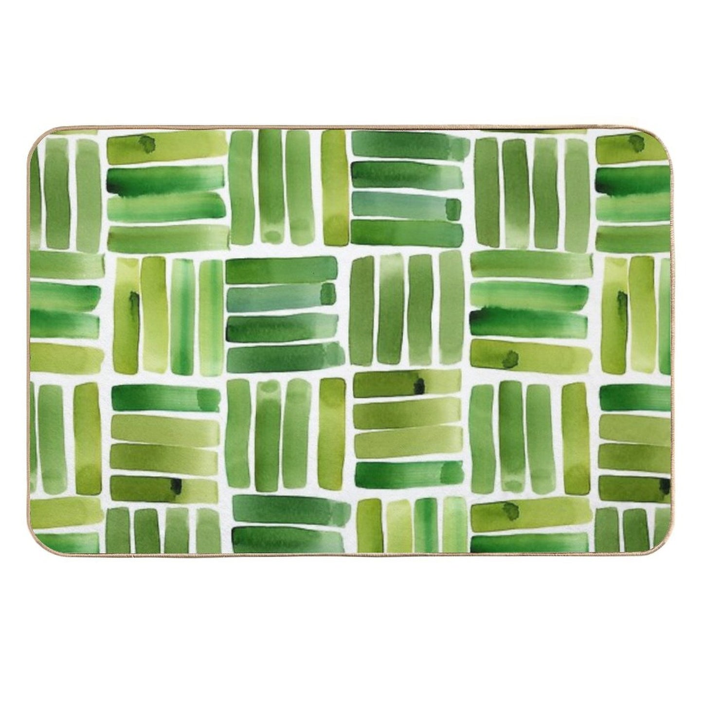 Geometric Pattern Green Minimalist Abstract Design Stain-Proof Bath Mat