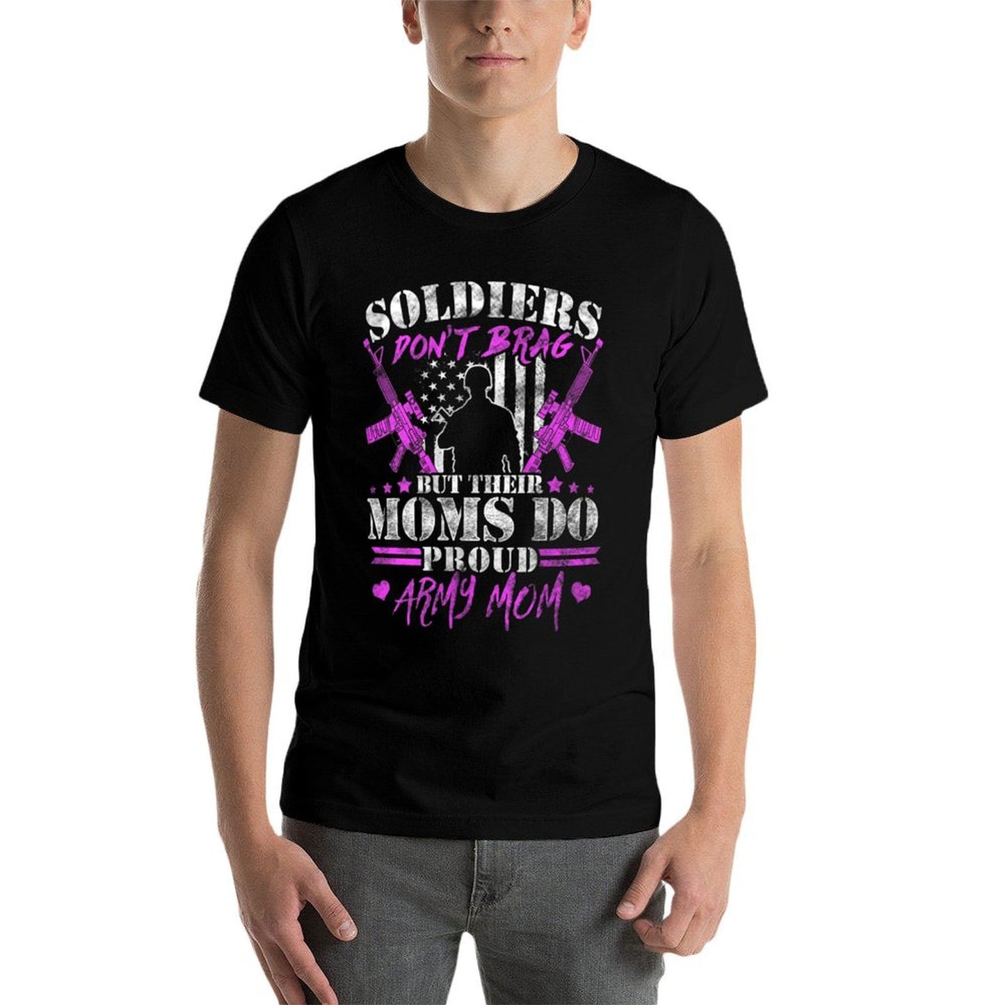 Womens Soldiers Don't Brag Moms Do Proud Army Mom Military Mother Moisture-wicking T-Shirt