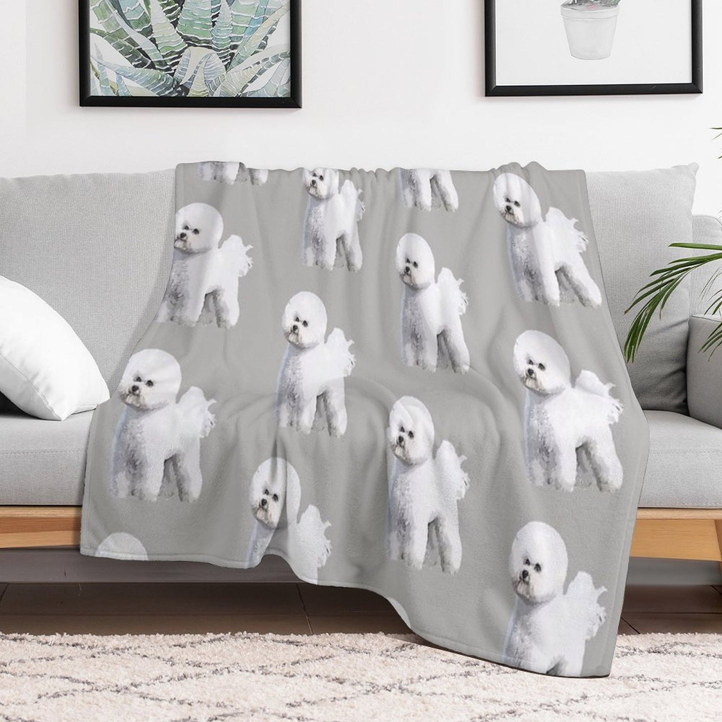 Bichon Frise Standing Beauty Travel-friendly Throw Blanket