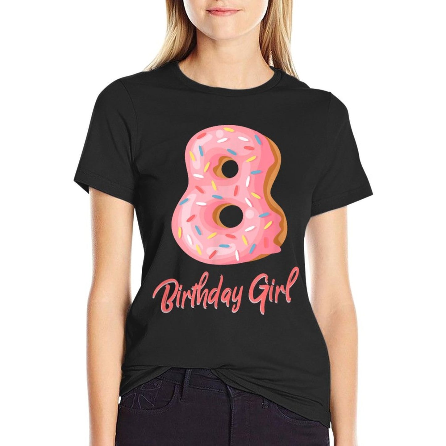 I Am A Eight Year Old Birthday Girl Donut T Shirt Durable T-Shirt