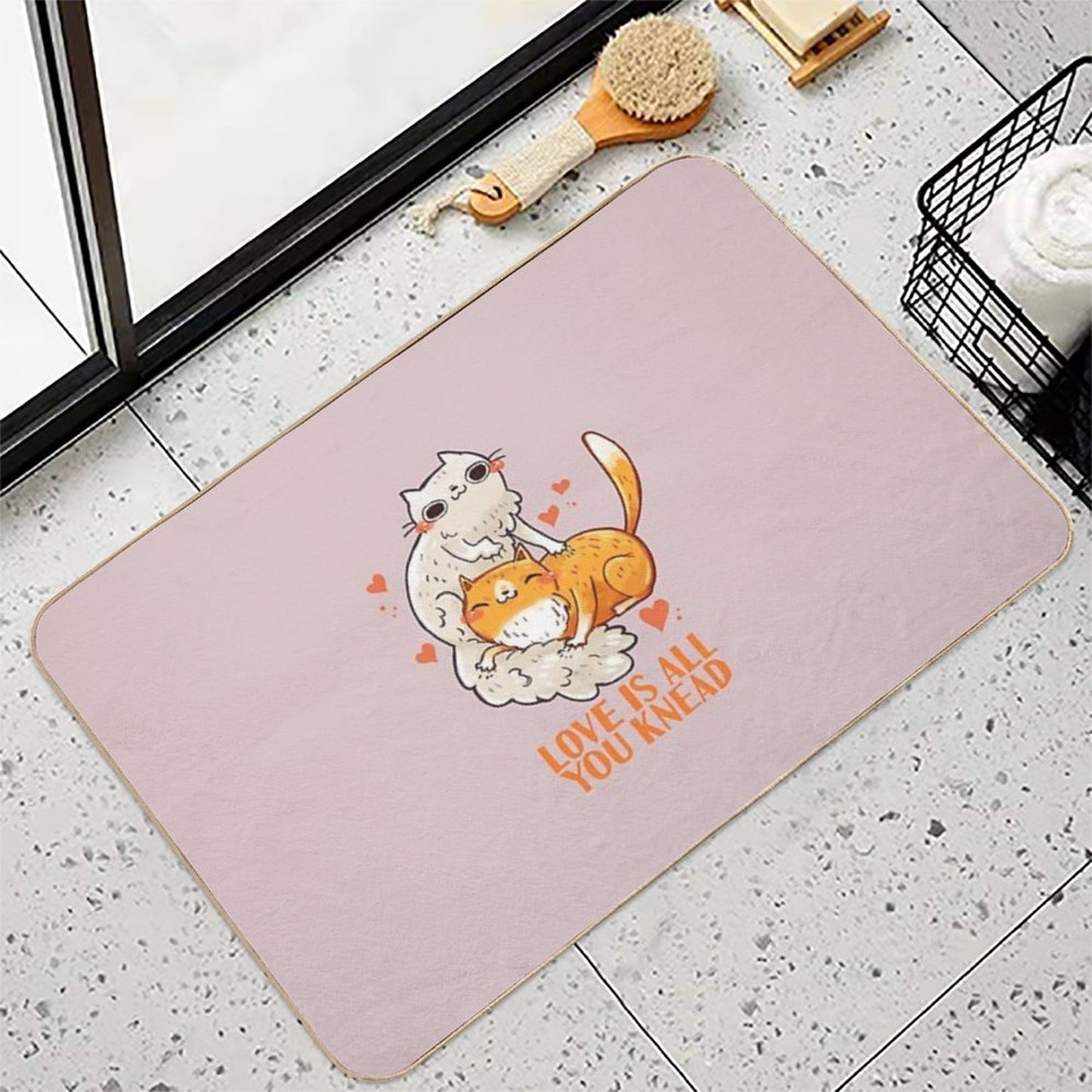 Cute Cats - Love Is All You Knead Fade-Resistant Bath Mat