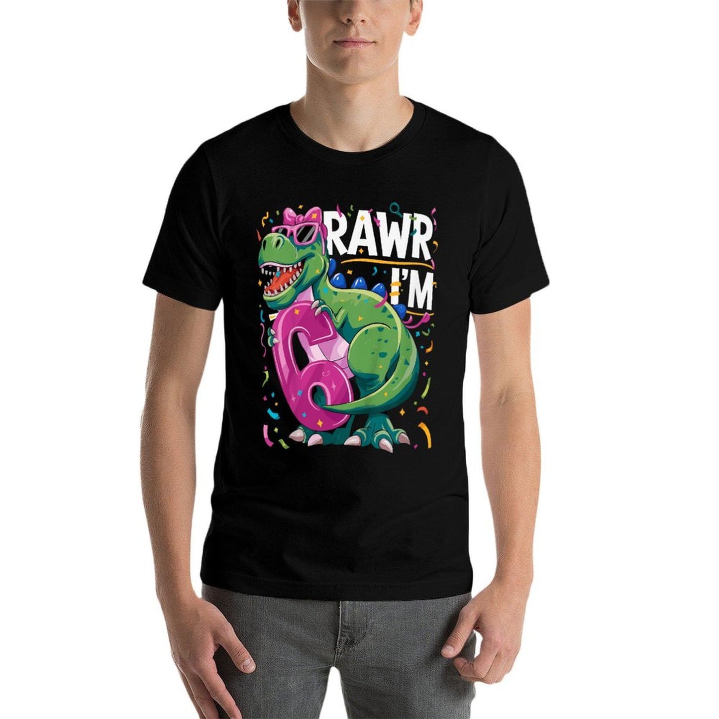 Kids 6 Year Old T Rex Dinosaur 6nd Birthday Girl High-quality Stitching T-Shirt