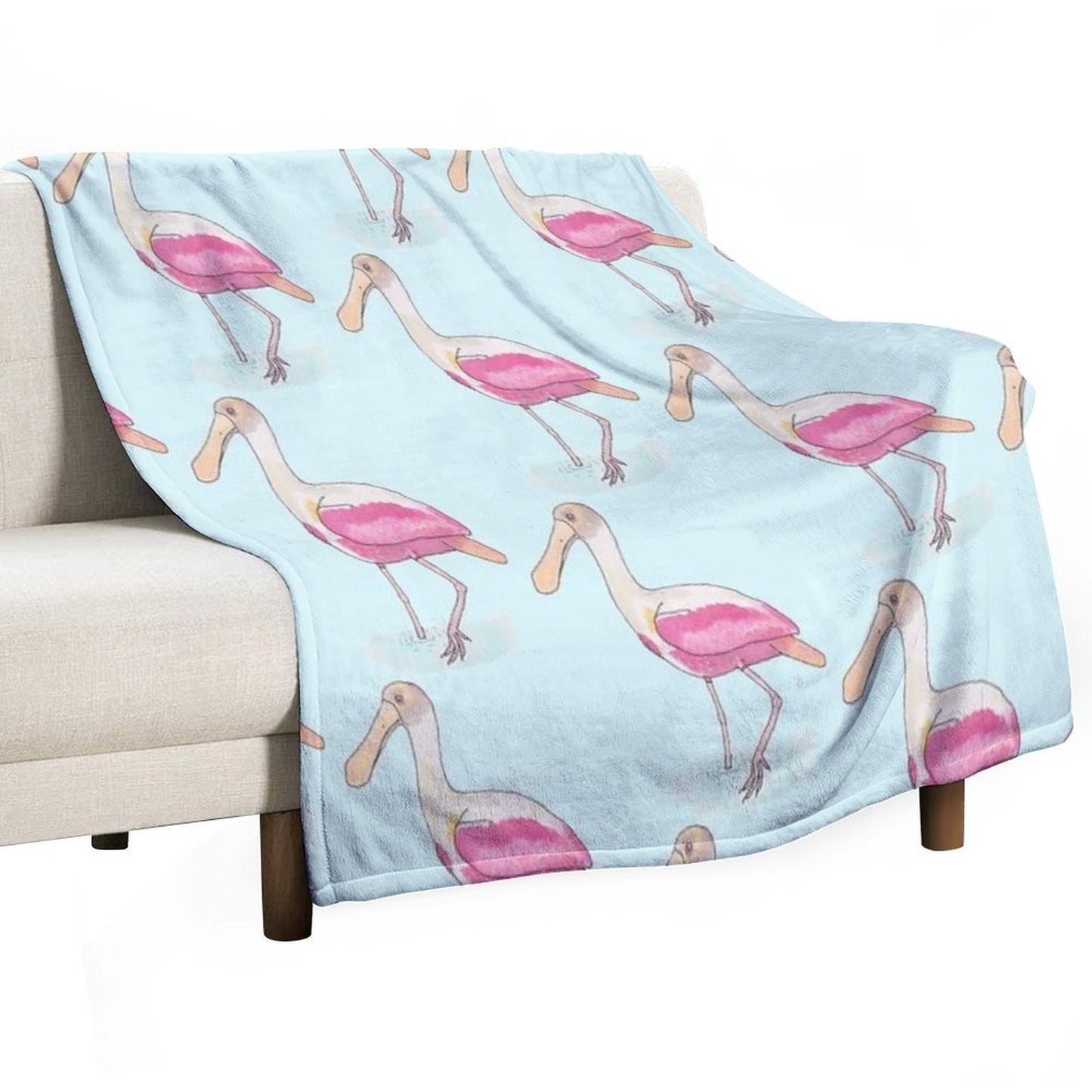 Roseate Spoonbill Bird Species Watercolor Art Compact Throw Blanket