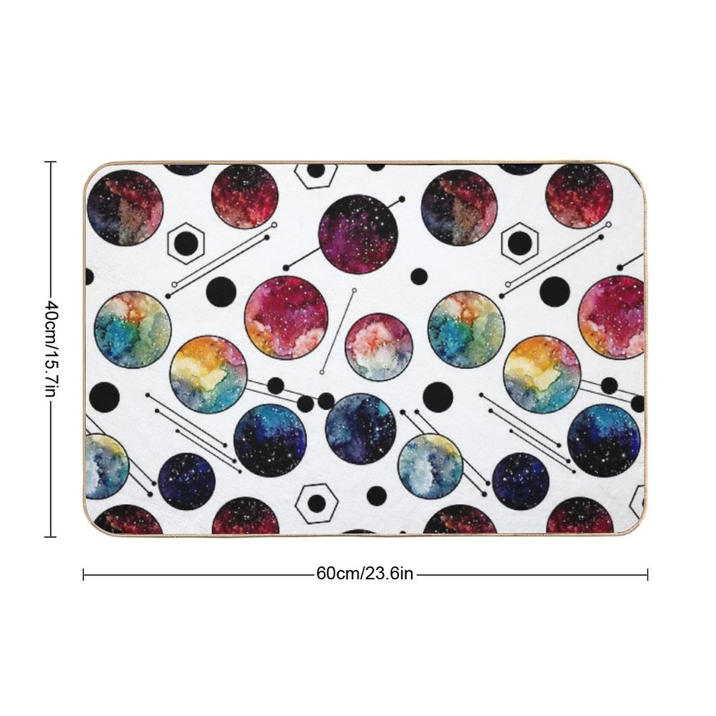 Watercolor Colorful Galaxy in Circles High-Traffic Bath Mat