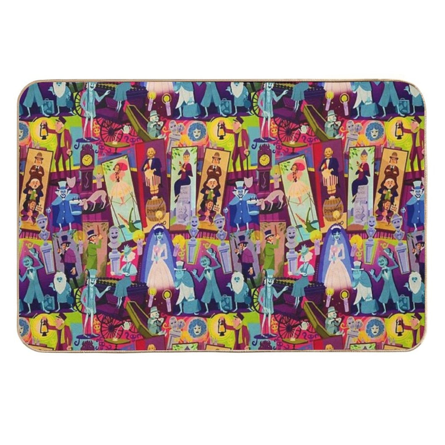Retro Mansion Collage Absorbent Bath Mat