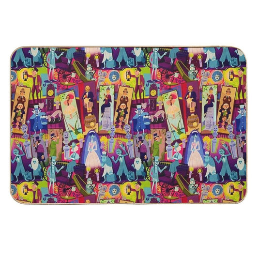 Retro Mansion Collage  Absorbent Bath Mat