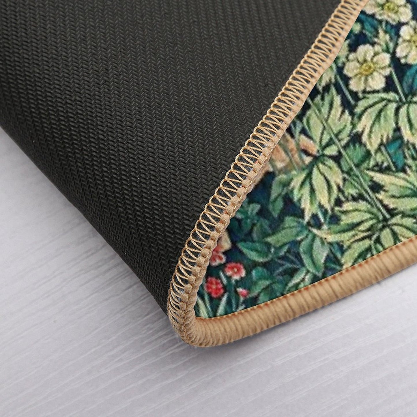 GREENERY,FOREST ANIMALS Pheasant on Tree,Squirrel,Hares,Blue Green Floral Tapestry Easy To Clean Bath Mat