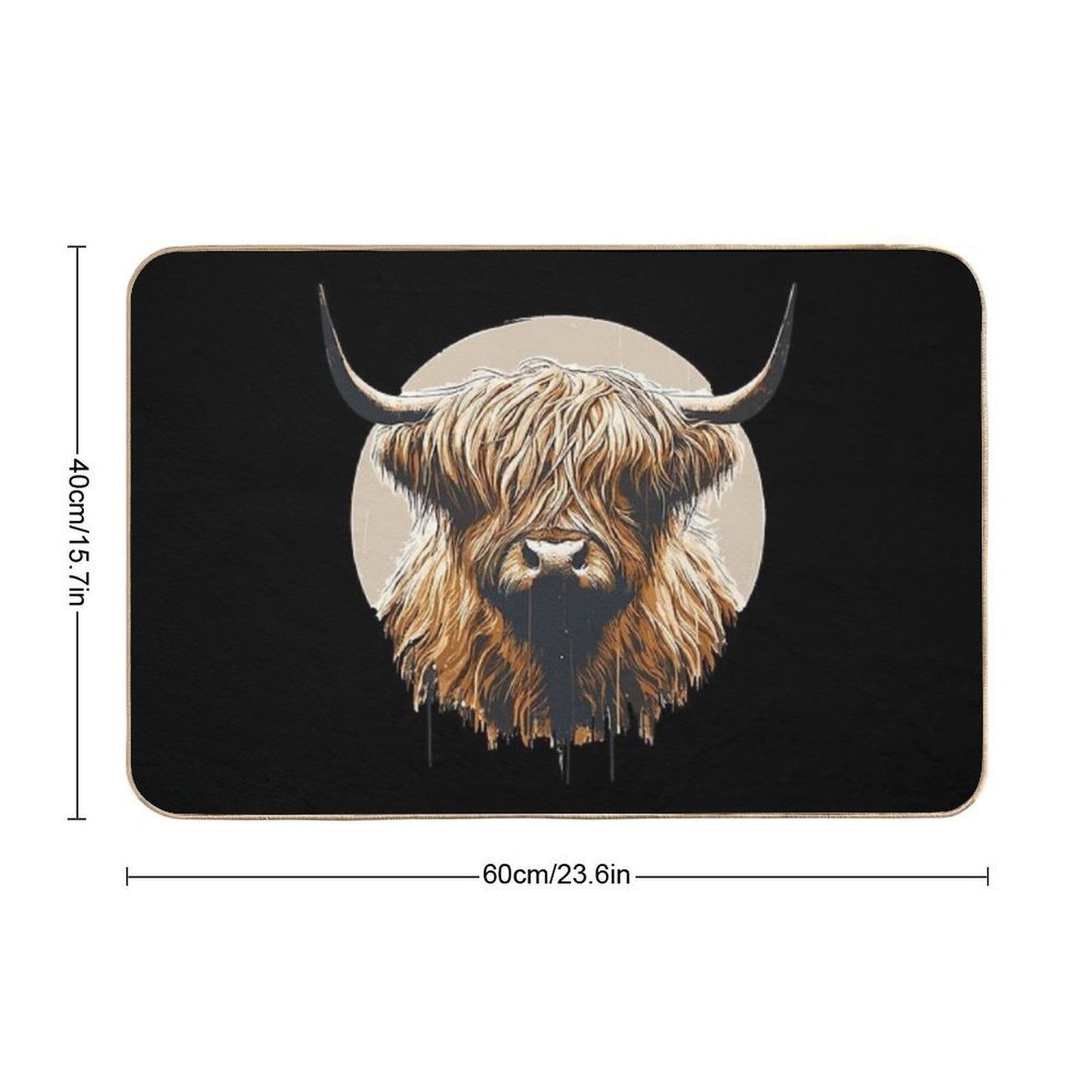 Funny Vintage Scottish Highland Cow Heilan Coo Fade-Resistant Bath Mat
