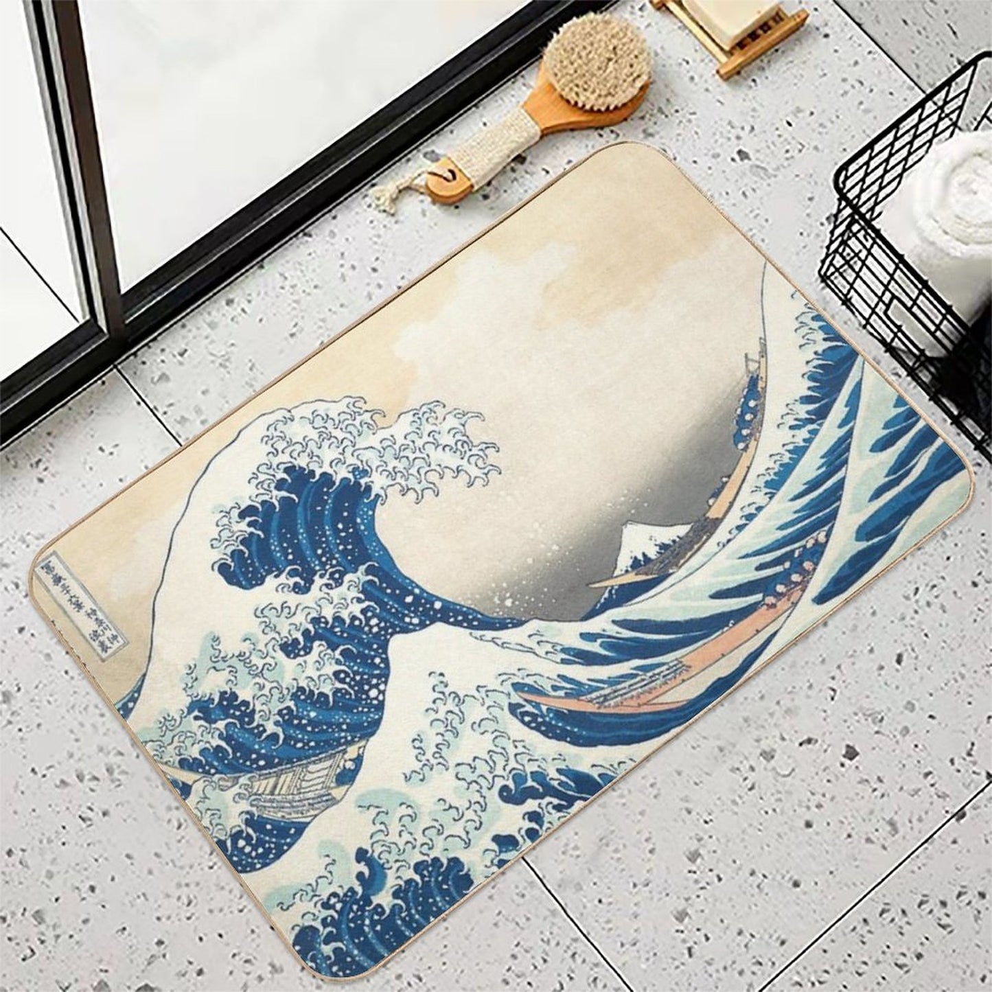 Great Blue Wave Kanagawa Hokusai Mt Fuji Edo Tokyo Japan Anti-Trip Bath Mat