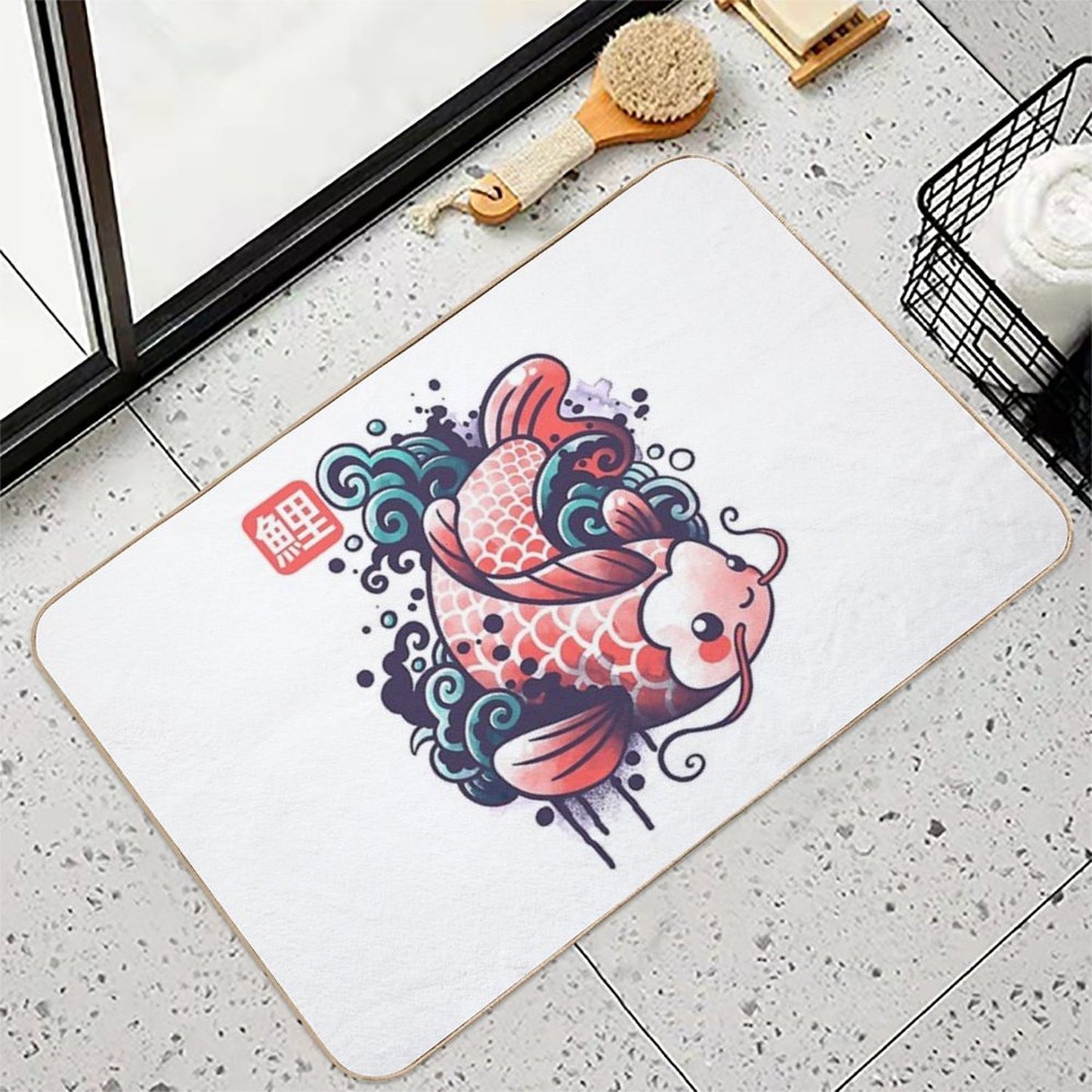 Koi Carp Fish Watercolor Absorbent Bath Mat