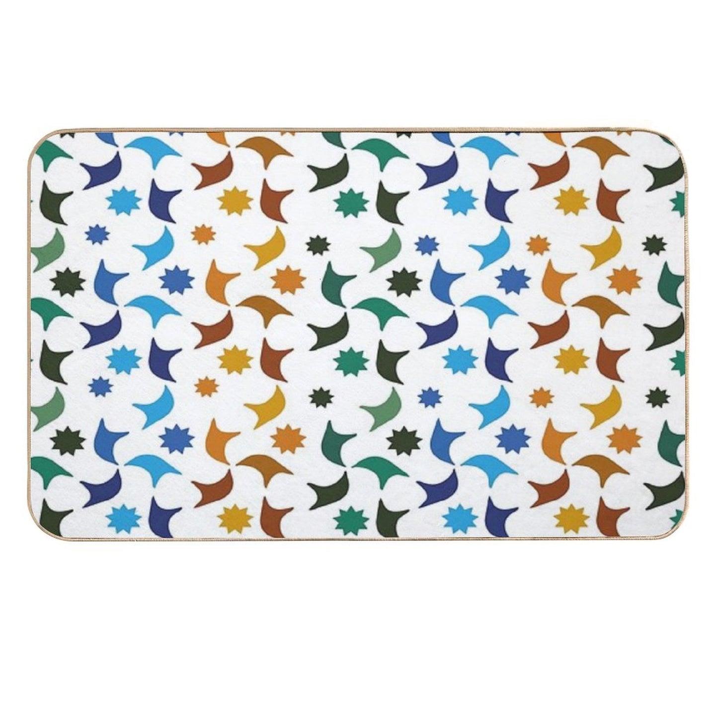 Abstract Geometric Tessera of The Alhambra in Granada Arab Art Absorbent Bath Mat
