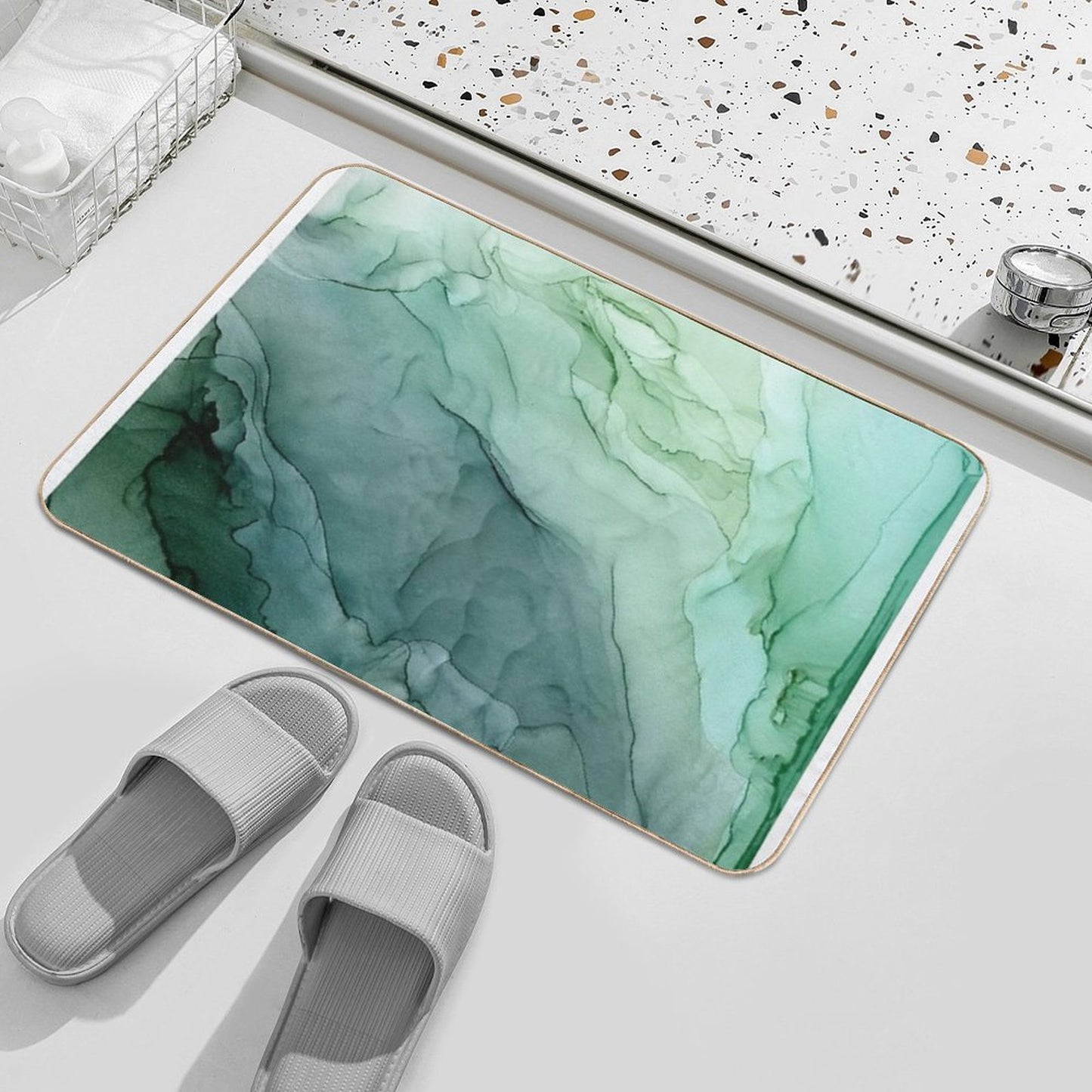 Spring Botanicals Abstract Flow Painting Durable Bath Mat