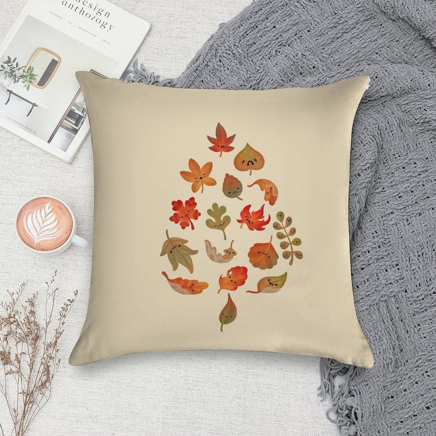 Sad Fallen Leaves Soft Fade-Resistant Throw Pillow