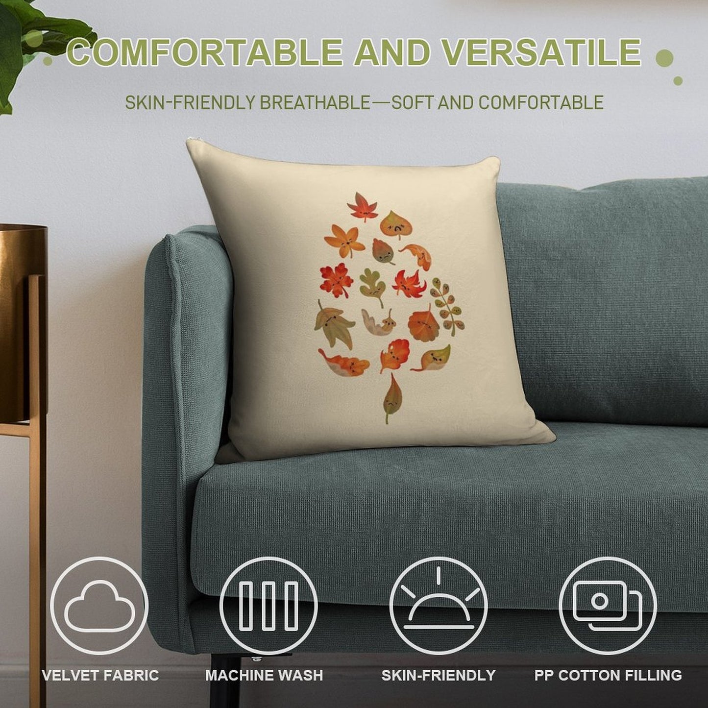 Sad Fallen Leaves Soft Fade-Resistant Throw Pillow