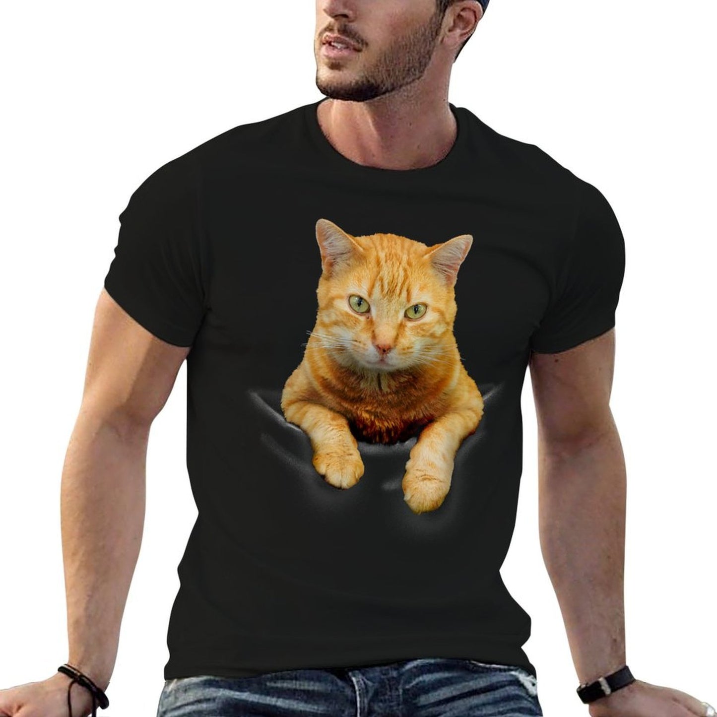 Cat in A Pocket Funny Kitten Kitty Meme Cats Meow Owner Men Women Kids High-quality Stitching T-Shirt