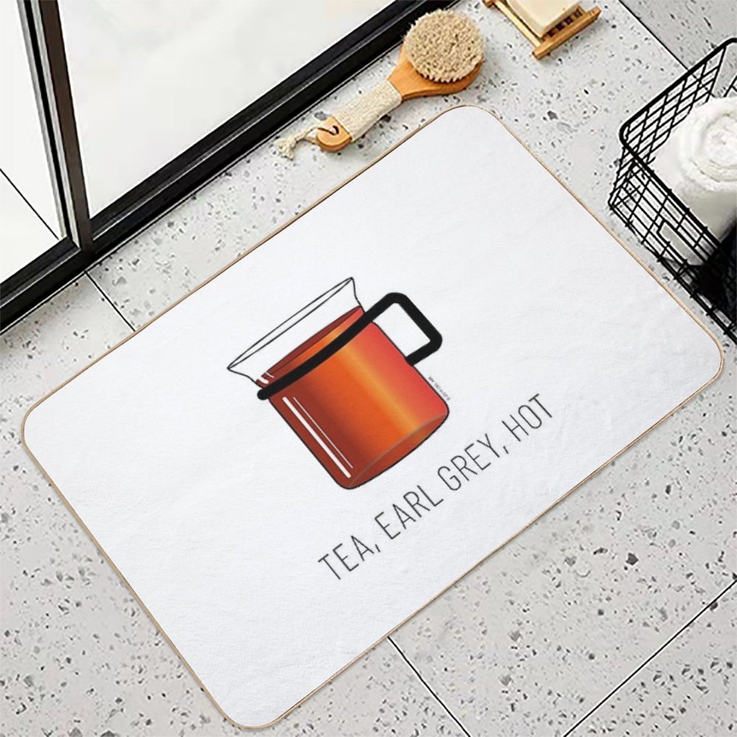 Tea, Earl Grey, Hot - Captain Picard, Star Trek TNG, (light Backgrounds) Long-Lasting Bath Mat