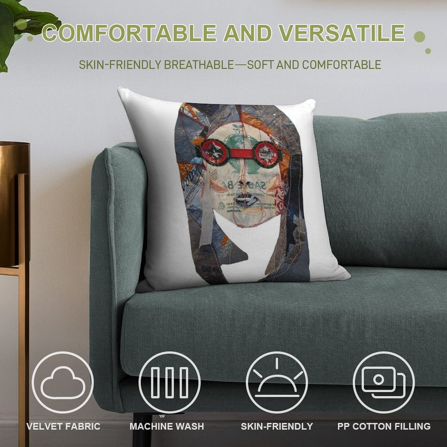 Plastic Bag Portrait, Wanted Superwoman Soft High-Density Material Throw Pillow