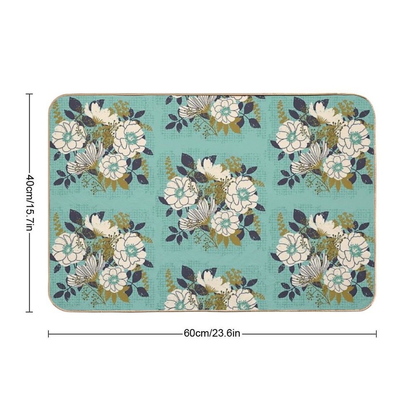 Floral Bouquet ~ on Turquoise Rapid-Drying Bath Mat