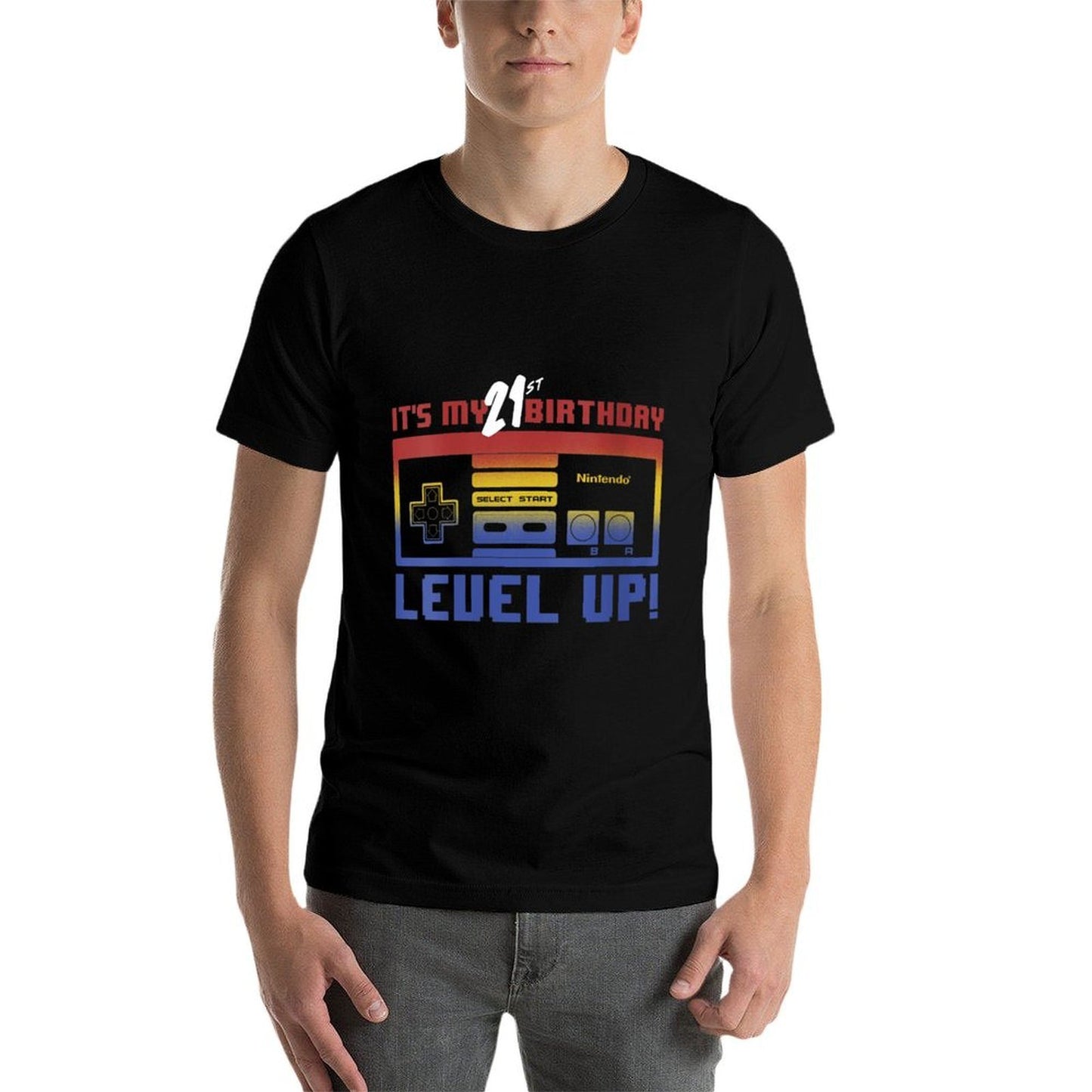 Nintendo It's My 21st Birthday Level Up! SNES Controller Moisture-wicking T-Shirt