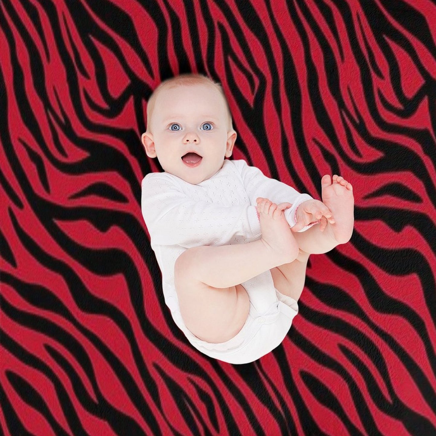 Red Zebra Print, Animal Print Compact Throw Blanket