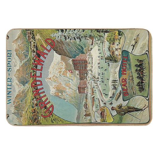 Vintage Grindelwald Swiss Winter Sport Travel Advert  Eco-Friendly Bath Mat