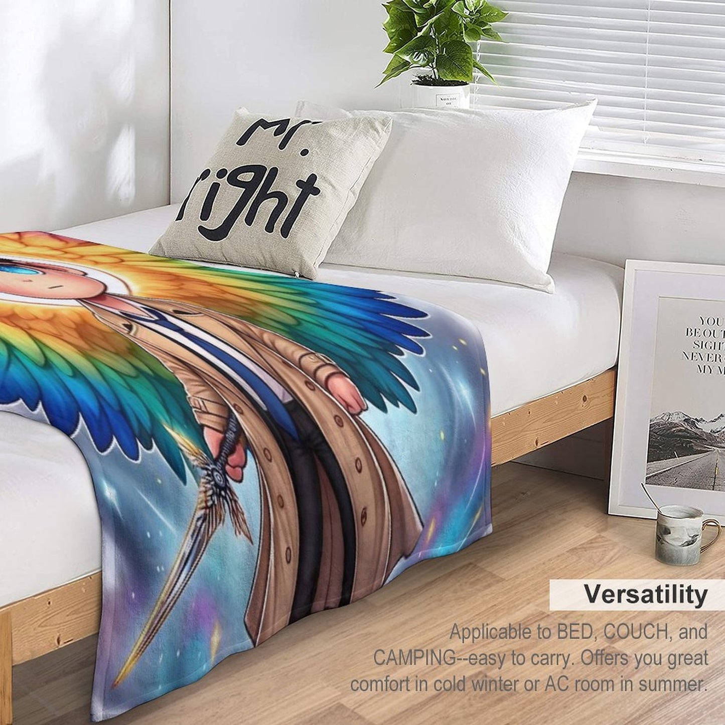 Rainbow Warrior Angel Premium Throw Blanket