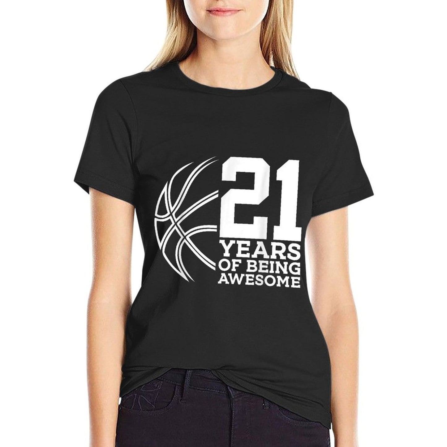 21 YEARS OF BEING AWESOME BASKETBALL 21ST BIRTHDAY Slim-fit Cut T-Shirt