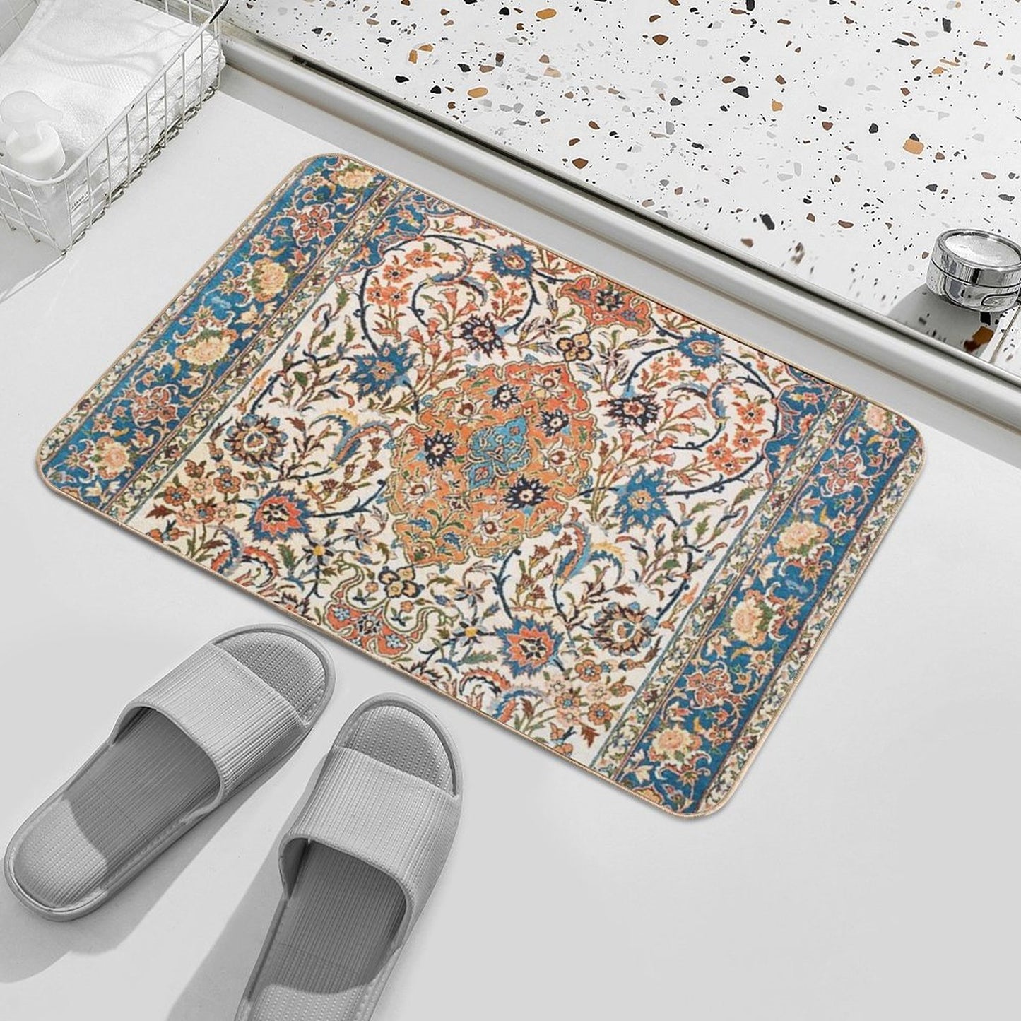 Isfahan Antique Central Persian Carpet Print Easy To Clean Bath Mat