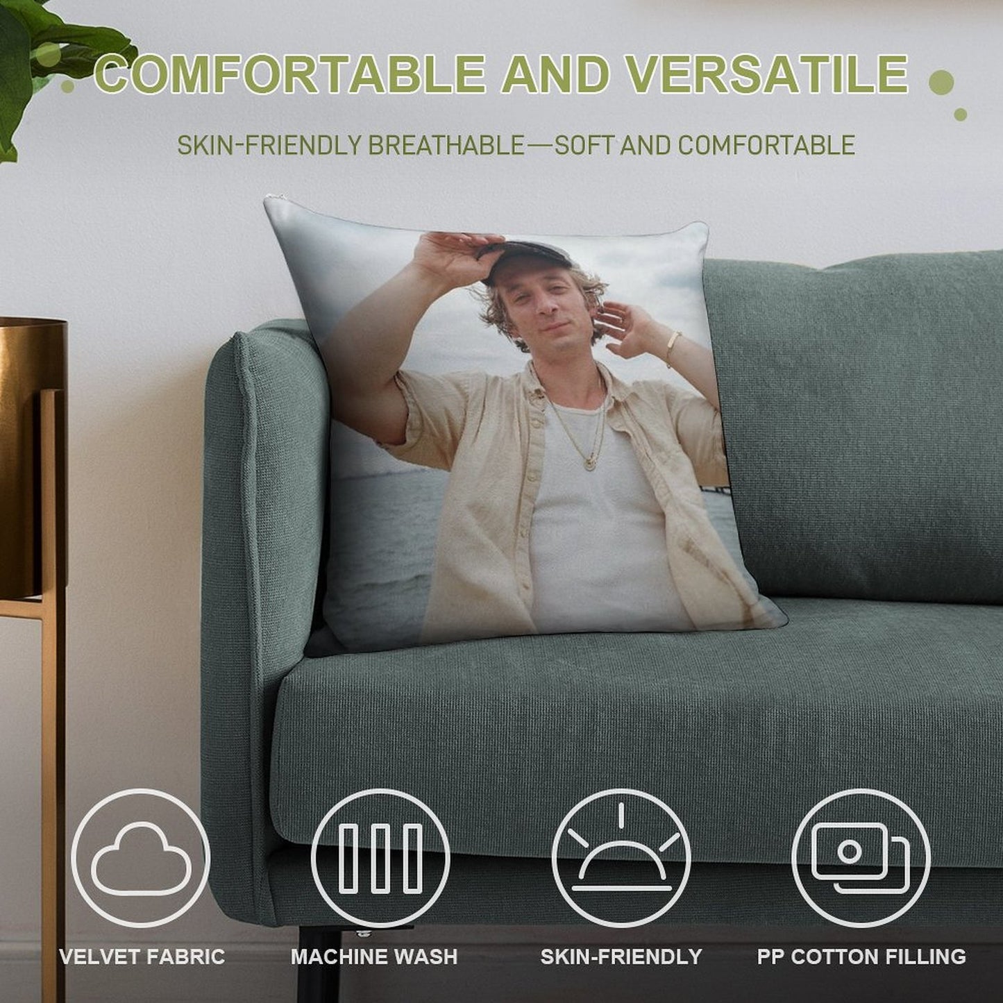 Jeremy Allen White Cute Soft Washable Throw Pillow