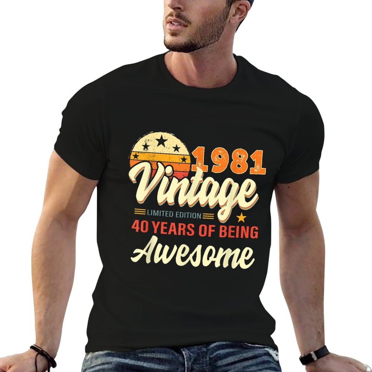 40 Year Old Gifts Vintage 1981 Limited Edition 40th Birthday Oversized Silhouette T-Shirt