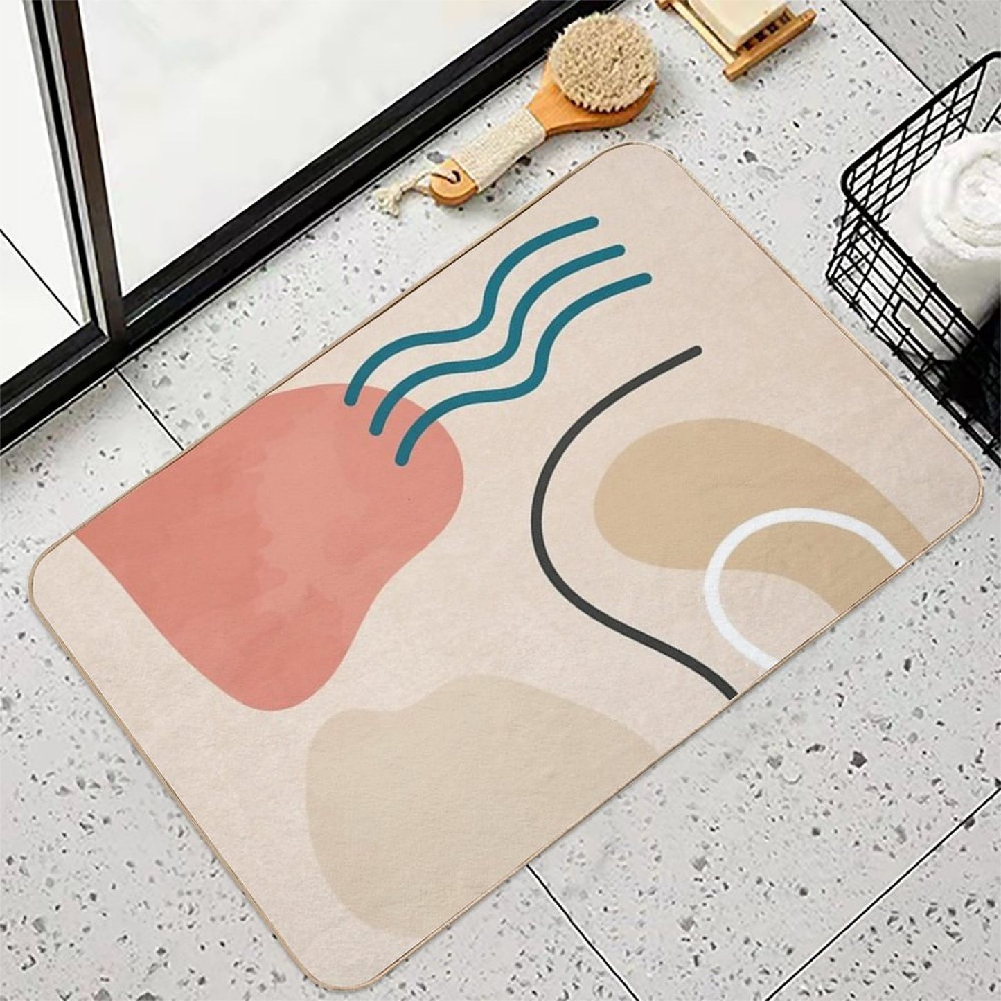 Organic Abstract Shapes Absorbent Bath Mat
