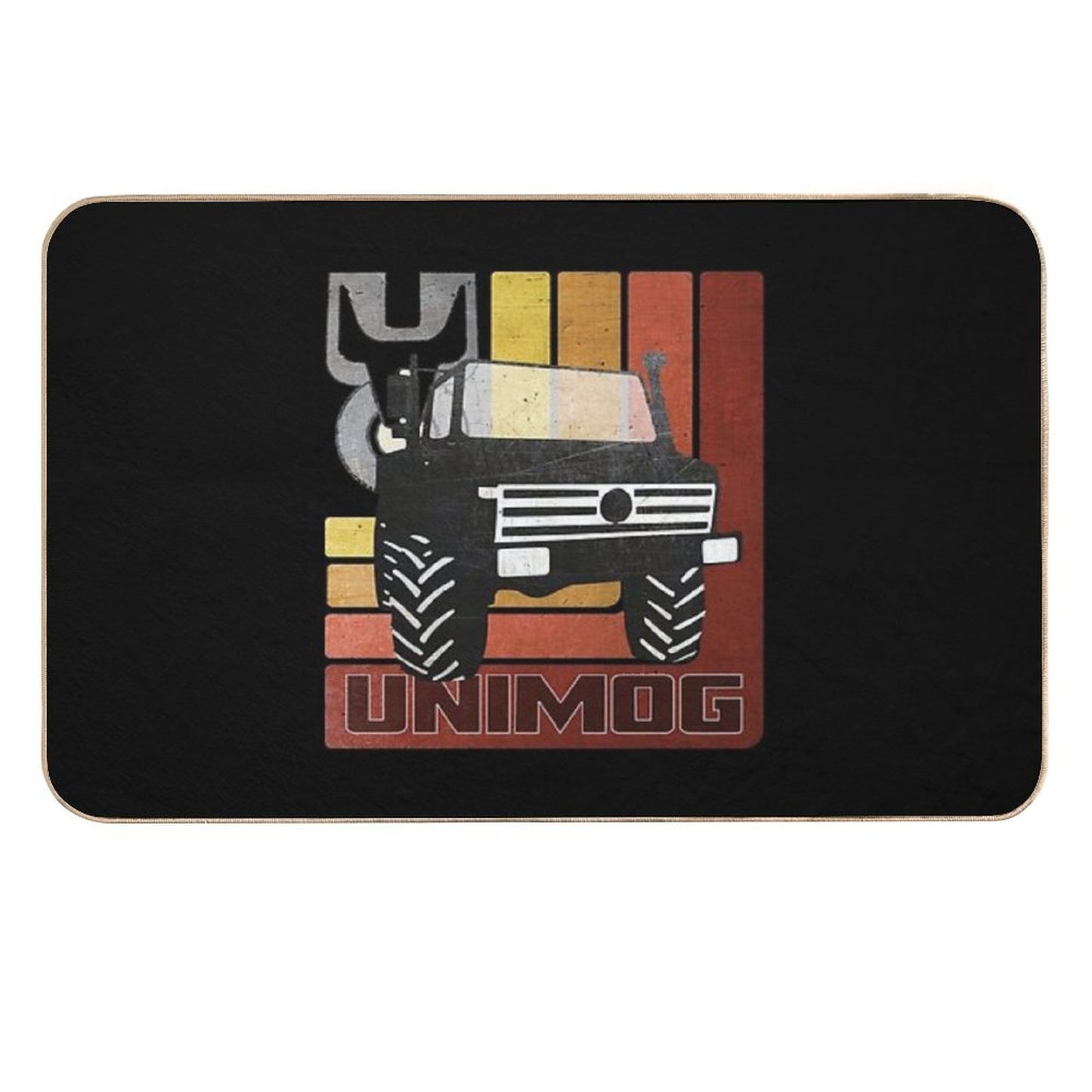 Unimog Retro (on Black) Stain-Proof Bath Mat