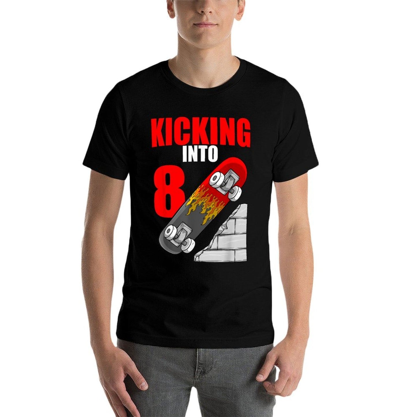 Skateboard Birthday For Boys 8th Birthday Skater Polyester Blend T-Shirt