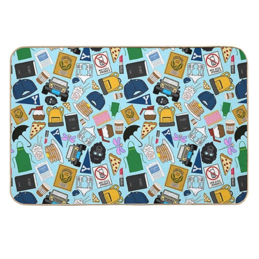 Ultimate Fan Pattern Icons All Over Print Blue Pack  Anti-Trip Bath Mat