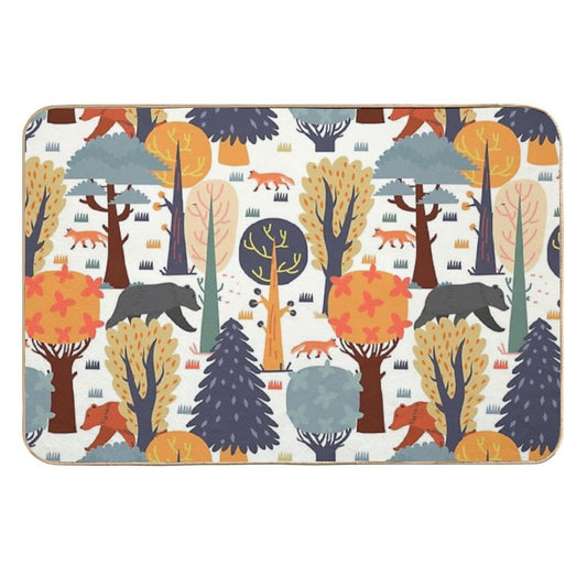 Woodland Animal Pattern for Kids  Non-Slip Bath Mat
