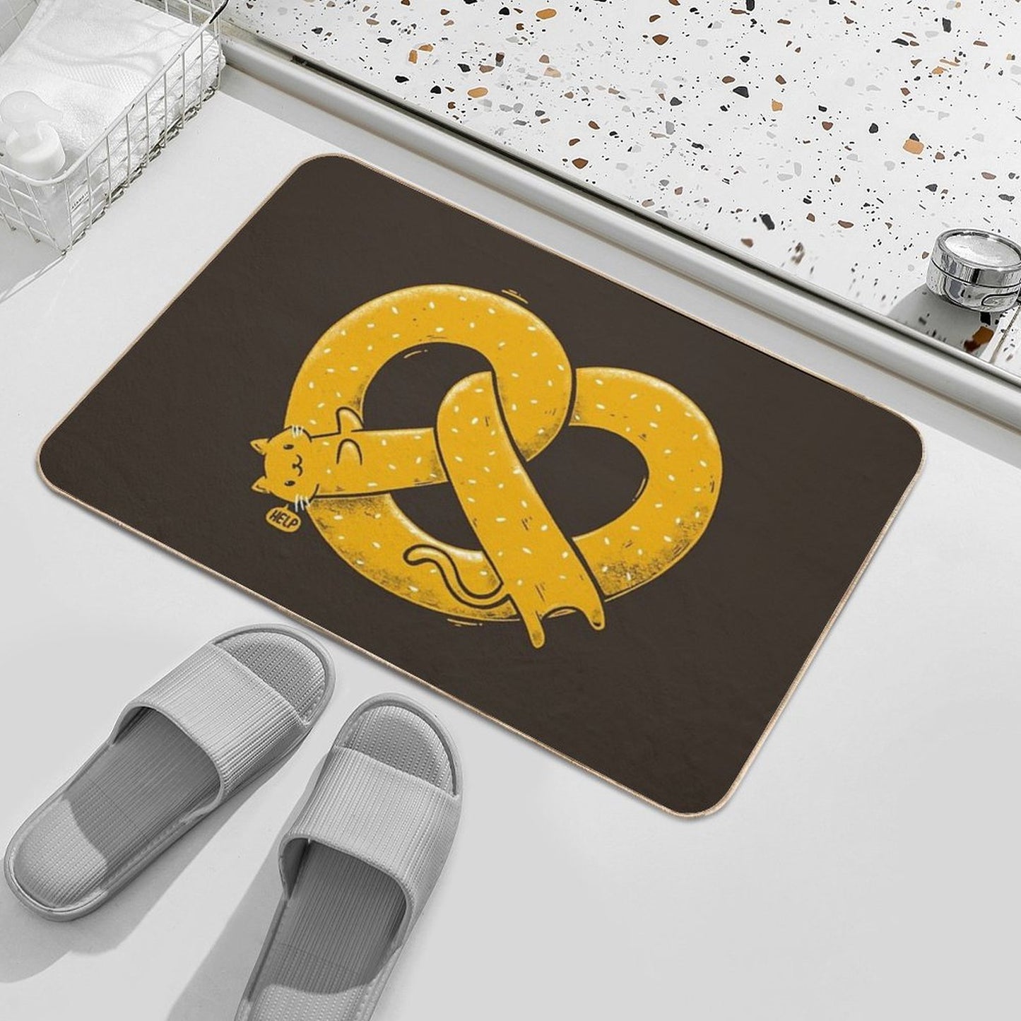 The Long Cat Is A Pretzel Toxin-Free Bath Mat