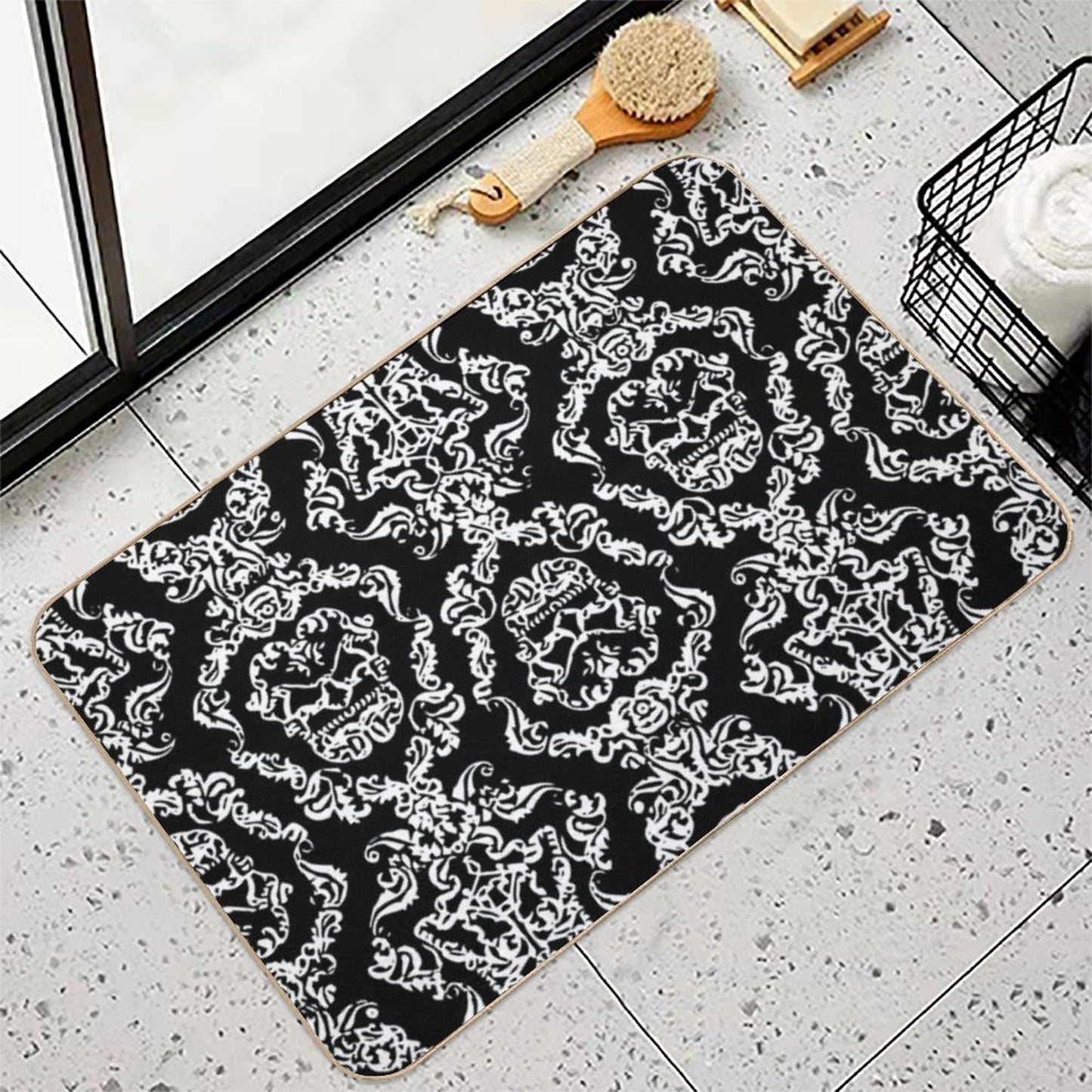 Imperial Mural Black Non-Slip Bath Mat