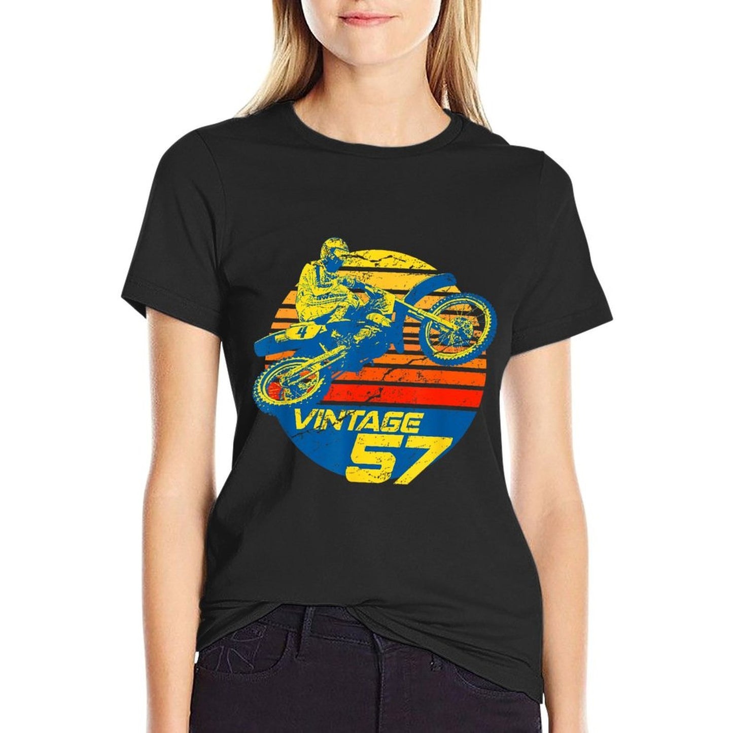 60th Birthday Shirt for MX Racer Or Dirt Bike Rider Oversized Silhouette T-Shirt