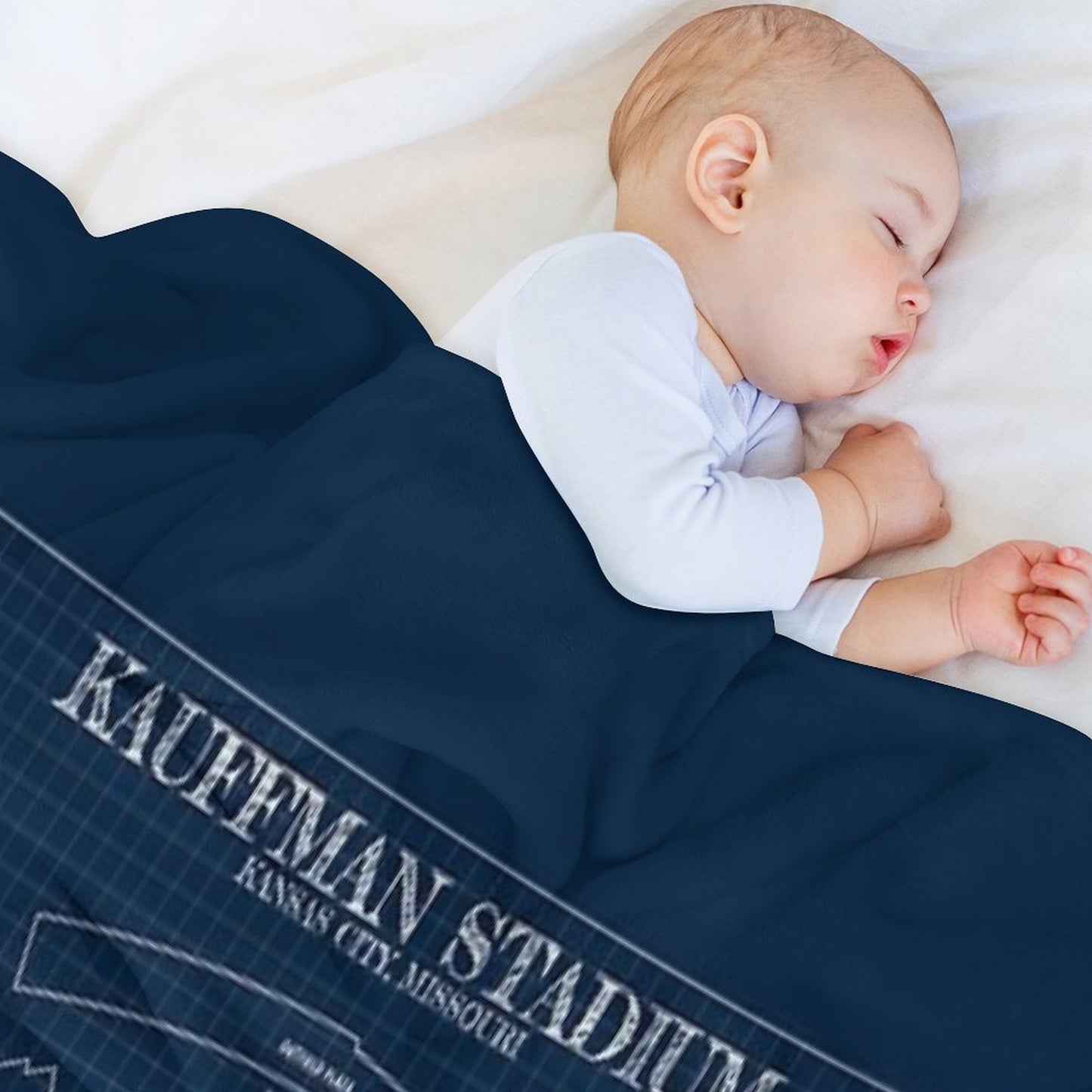 Kauffman Stadium (Navy Blueprint) Comfort Throw Blanket